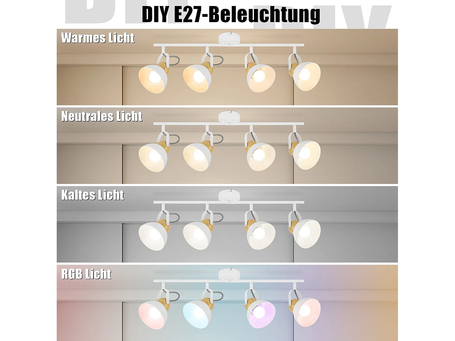 NETTLIFE Vintage Deckenstrahler  E27 350° verstellbar Flurlampe Retro Industrial Metall verstellbar
