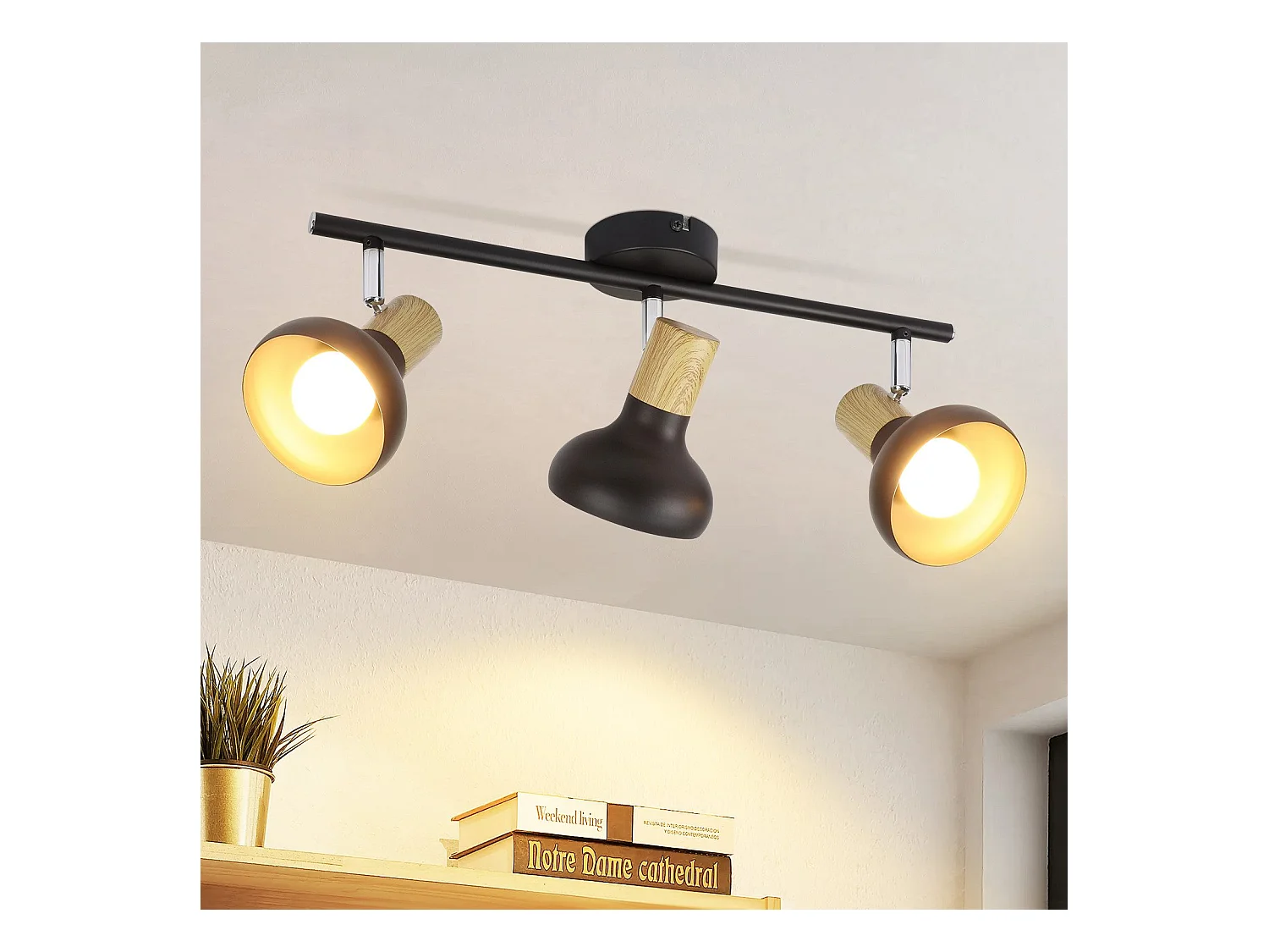 NETTLIFE Spot de plafond 3 flammes E14 plafonnier vintage orientable à 350° pour couloir salon