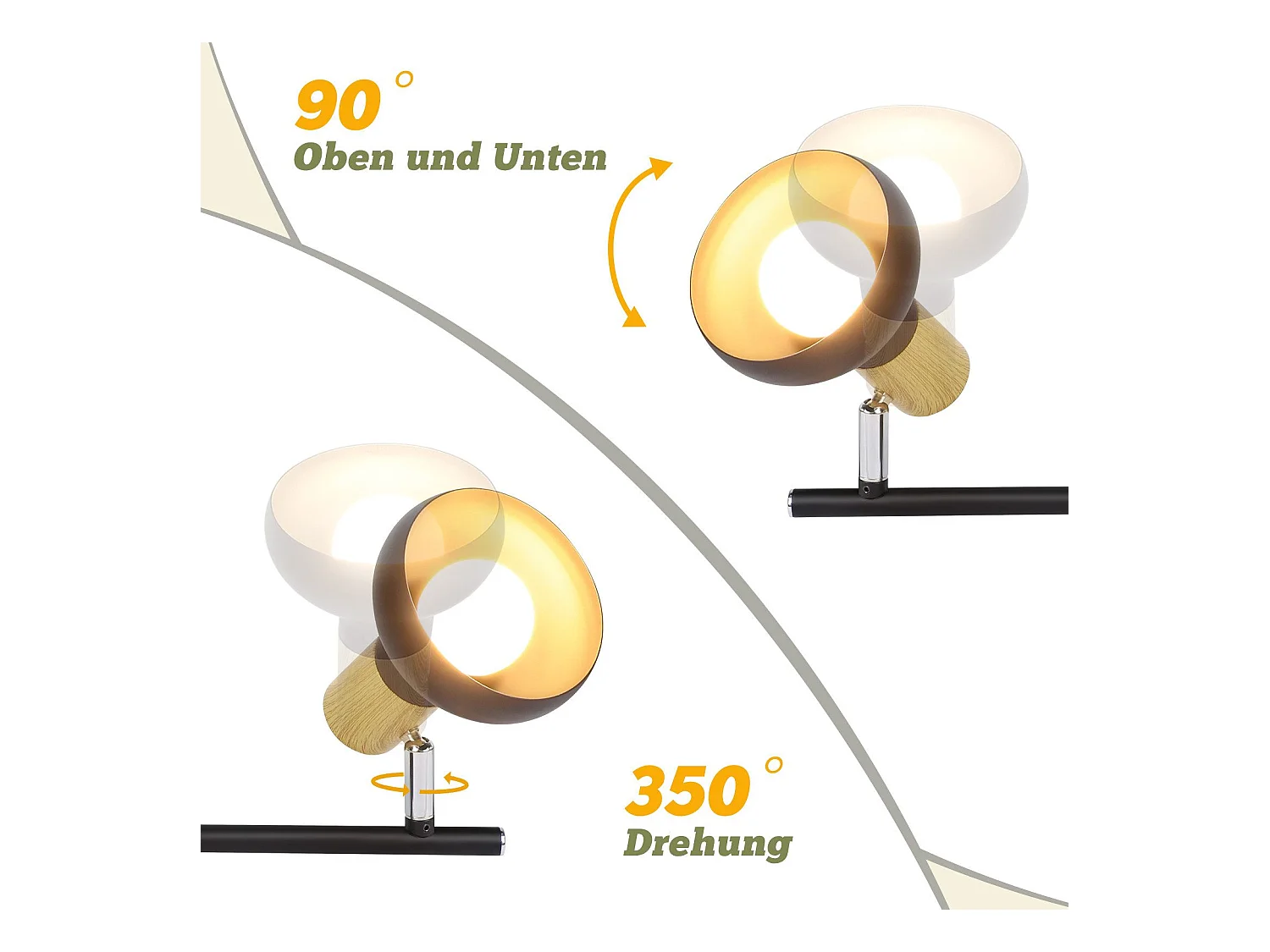 NETTLIFE 3-vlams plafondspot E14 350° verstelbaar vintage plafondlamp voor hal woonkamer