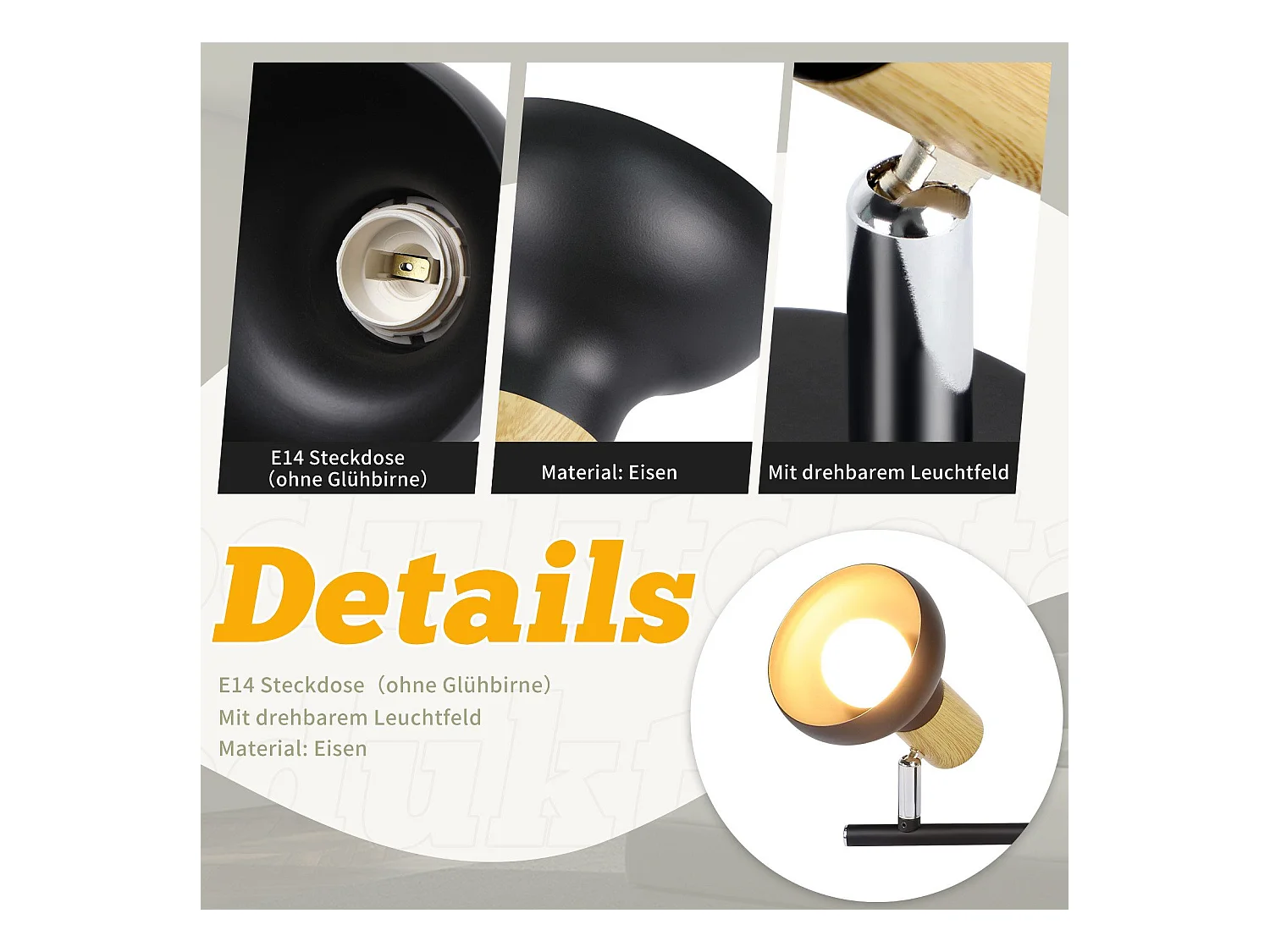 NETTLIFE 3-vlams plafondspot E14 350° verstelbaar vintage plafondlamp voor hal woonkamer