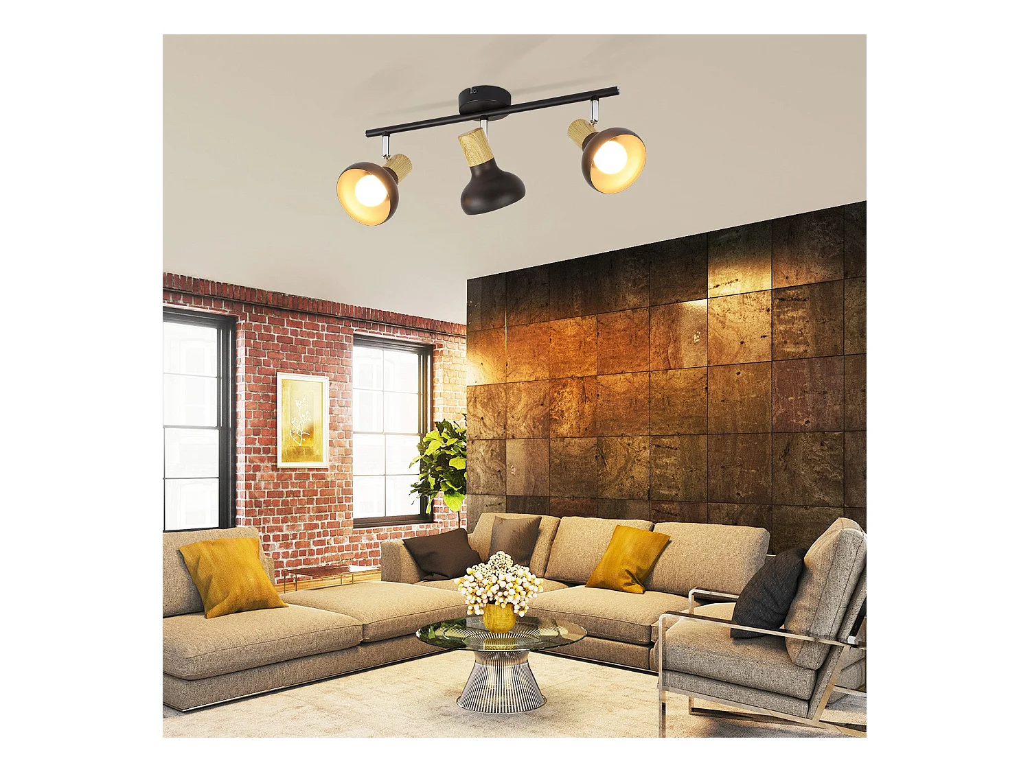 NETTLIFE 3-vlams plafondspot E14 350° verstelbaar vintage plafondlamp voor hal woonkamer