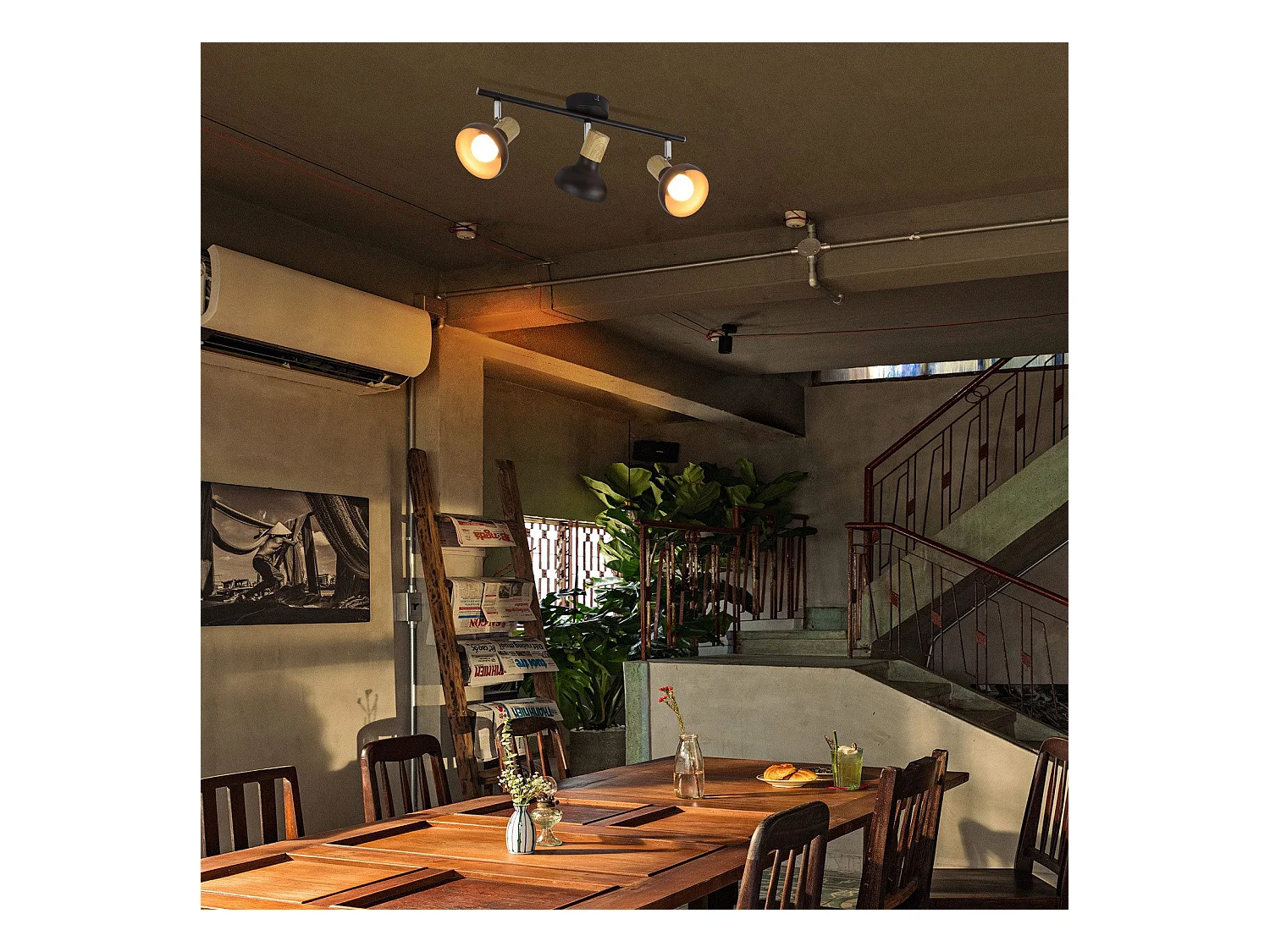 NETTLIFE 3-vlams plafondspot E14 350° verstelbaar vintage plafondlamp voor hal woonkamer