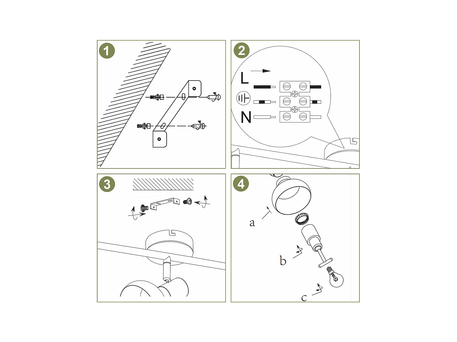 NETTLIFE 3-vlams plafondspot E14 350° verstelbaar vintage plafondlamp voor hal woonkamer