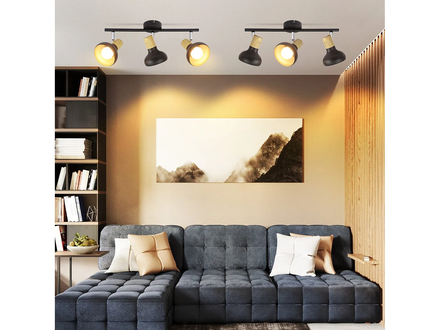 NETTLIFE Spot de plafond 3 flammes E14 plafonnier vintage orientable à 350° pour couloir salon