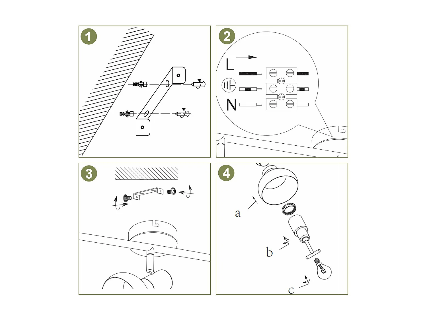 NETTLIFE Spot de plafond 3 flammes E14 plafonnier vintage orientable à 350° pour couloir salon