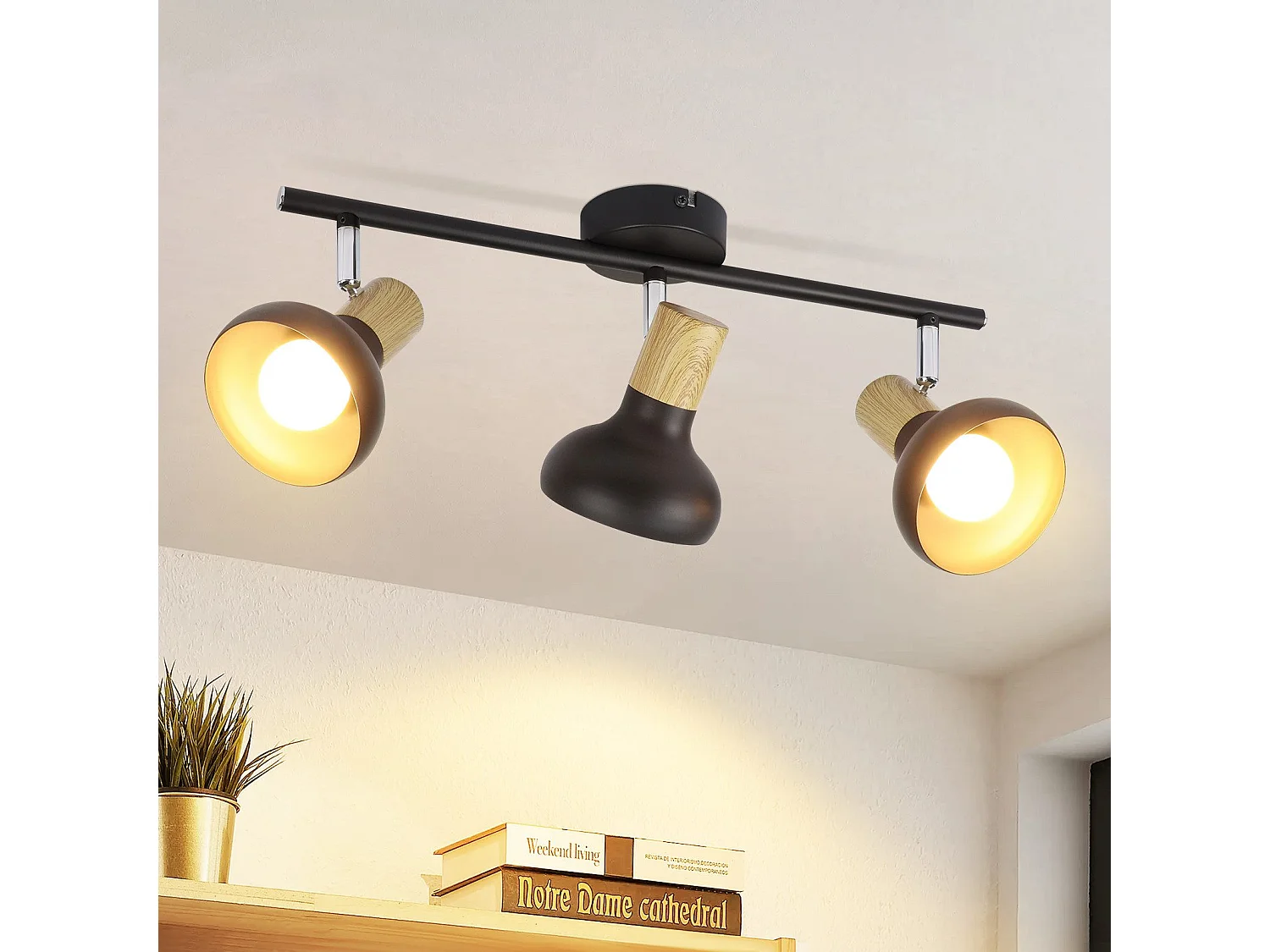 NETTLIFE Spot de plafond 3 flammes E14 plafonnier vintage orientable à 350° pour couloir salon