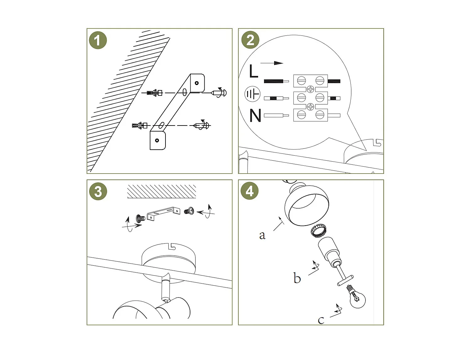 NETTLIFE Spot de plafond 3 flammes E14 plafonnier vintage orientable à 350° pour couloir salon