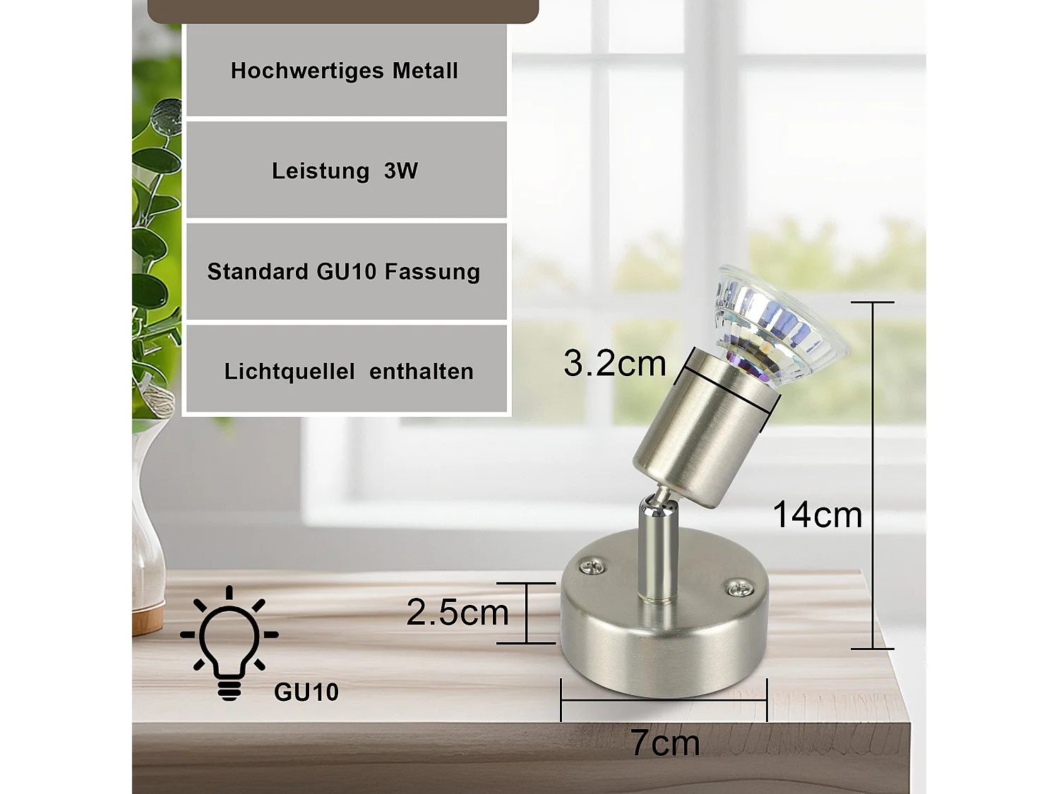 NETTLIFE Spot de plafond LED orientable GU10 1 flamme spots de plafond salon industriel orientable