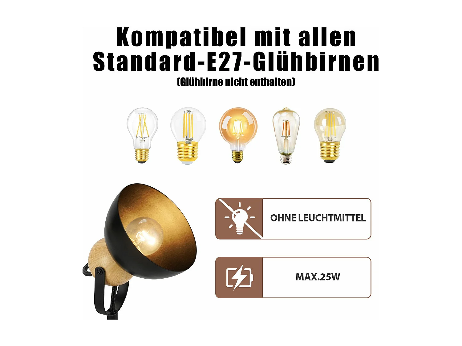 NETTLIFE Vintage Schwarz 2-Flammig Deckenstrahler E27 350° Verstellbar Retro Industrie Metall Flurlampe