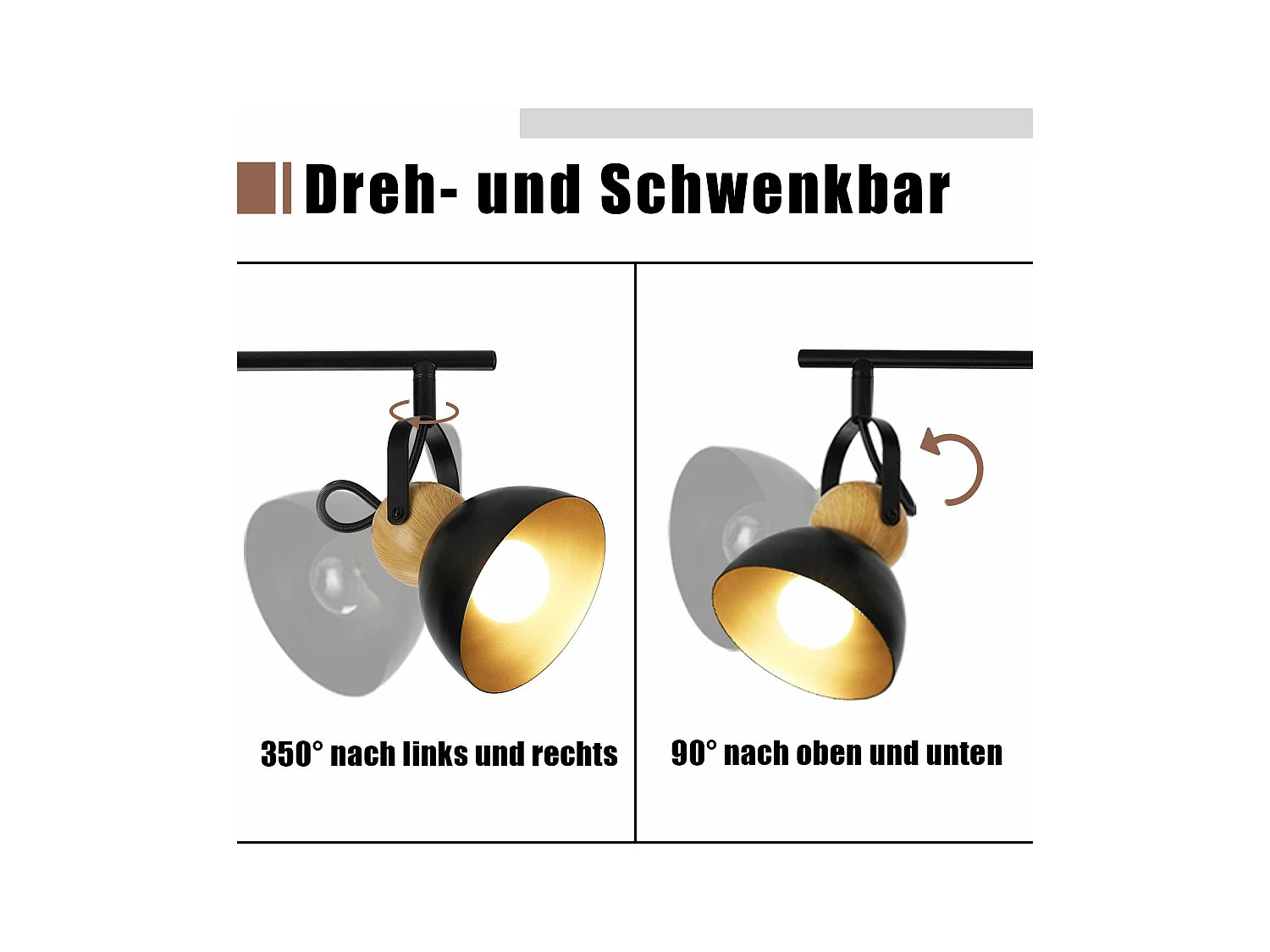 NETTLIFE Vintage Zwarte 2-vlams Plafondspot E27 350° Verstelbare Retro Industriële Metalen Hallamp