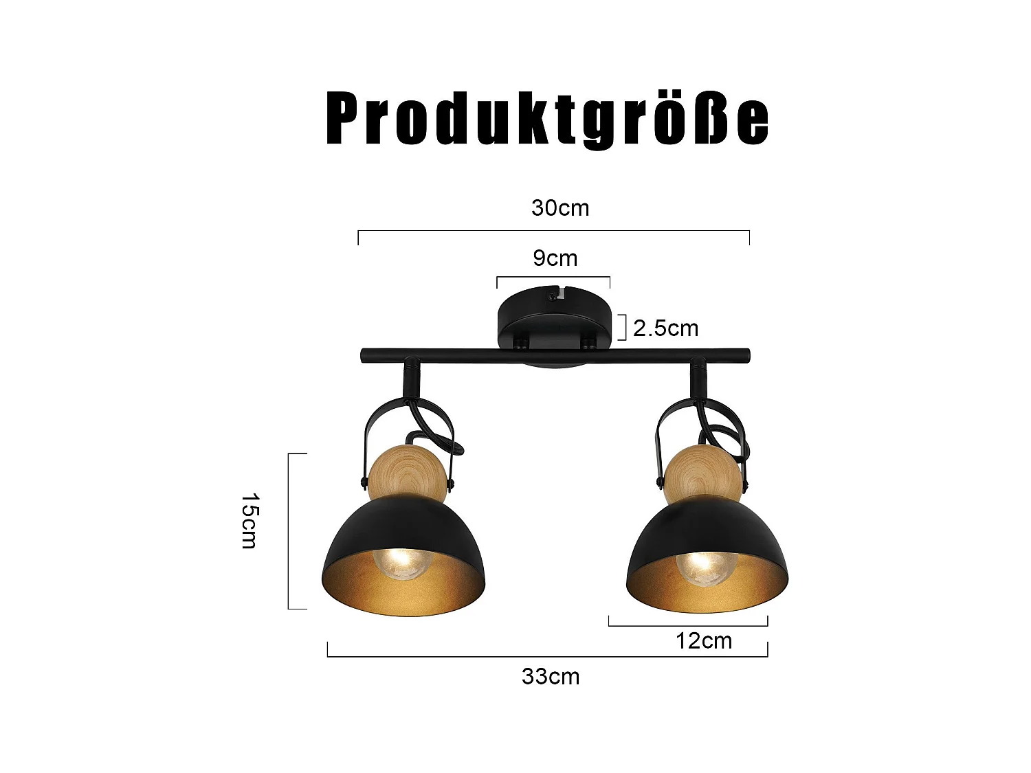 NETTLIFE Vintage Zwarte 2-vlams Plafondspot E27 350° Verstelbare Retro Industriële Metalen Hallamp