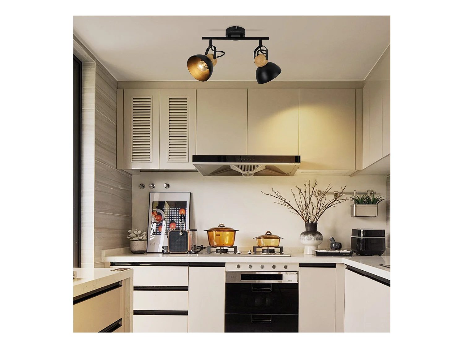 NETTLIFE Vintage Zwarte 2-vlams Plafondspot E27 350° Verstelbare Retro Industriële Metalen Hallamp