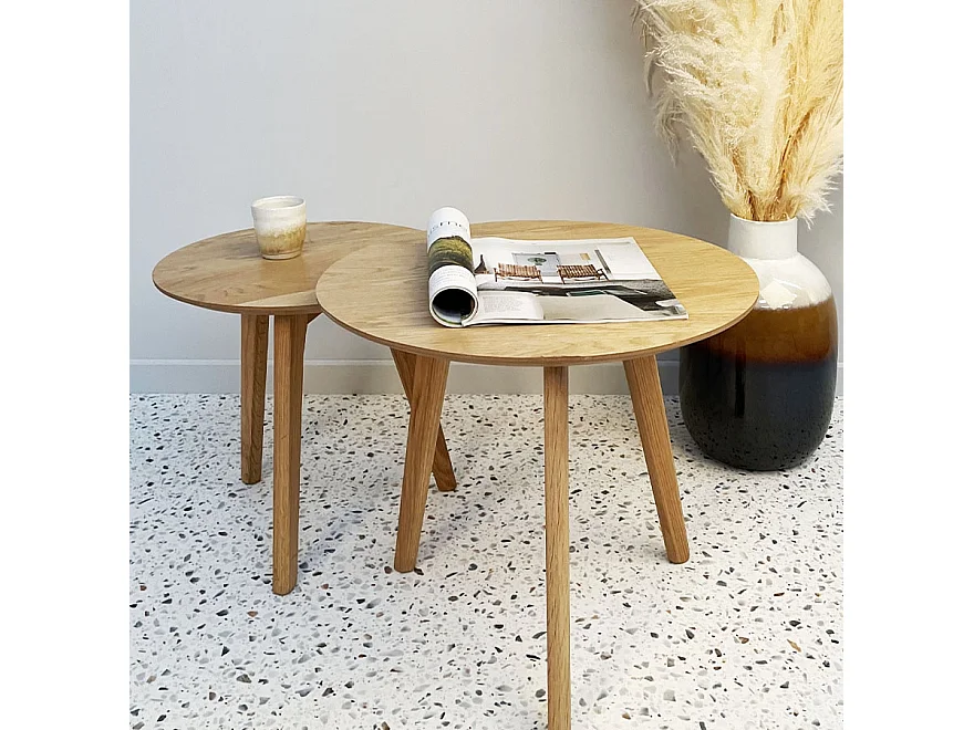 Runde Satztische - GABY - braun - 50x50x45 cm