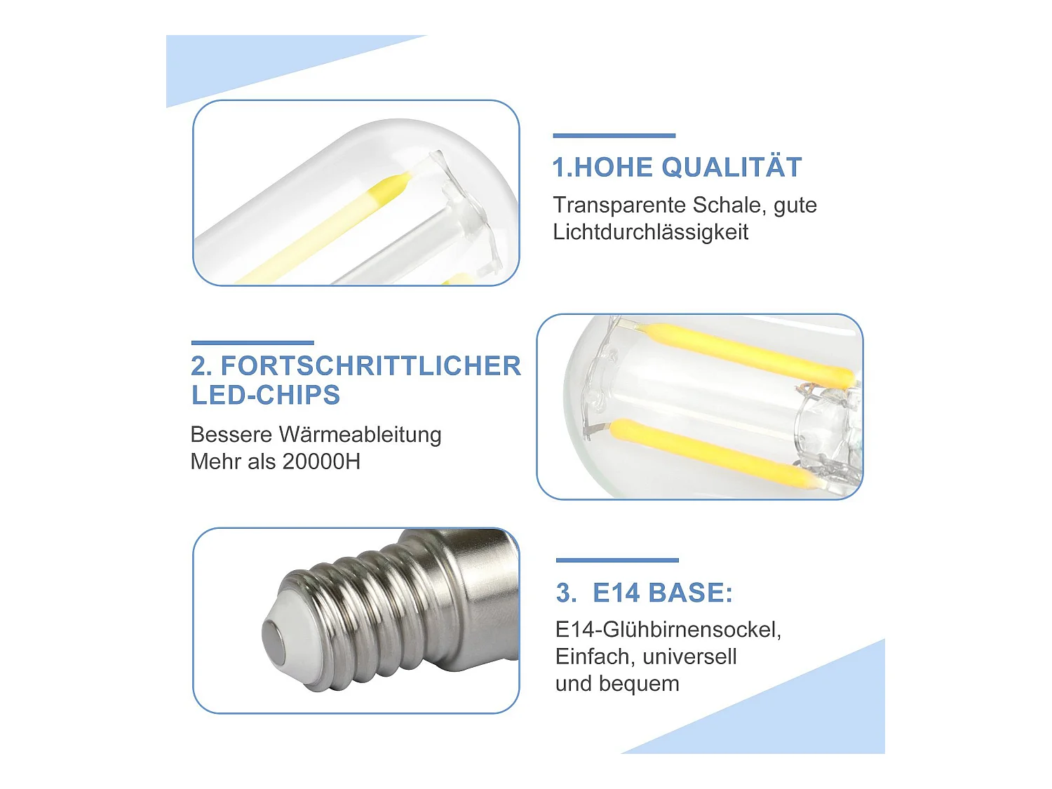 NETTLIFE LED-lampen E14 LED-lampen Vintage lampen T22 2W E14, 2 stuks, koel wit, 6000K