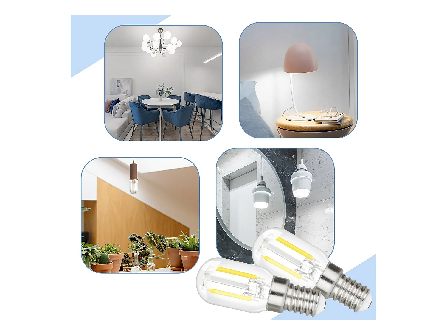 NETTLIFE LED-lampen E14 LED-lampen Vintage lampen T22 2W E14, 2 stuks, koel wit, 6000K