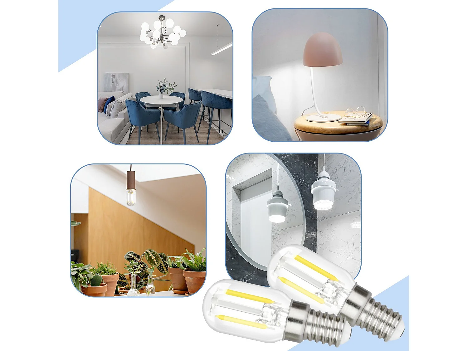 NETTLIFE LED-Lampen E14 LED-Lampen Vintage-Lampen T22 2W E14, 2 Stück, Kaltweiß, 6000K