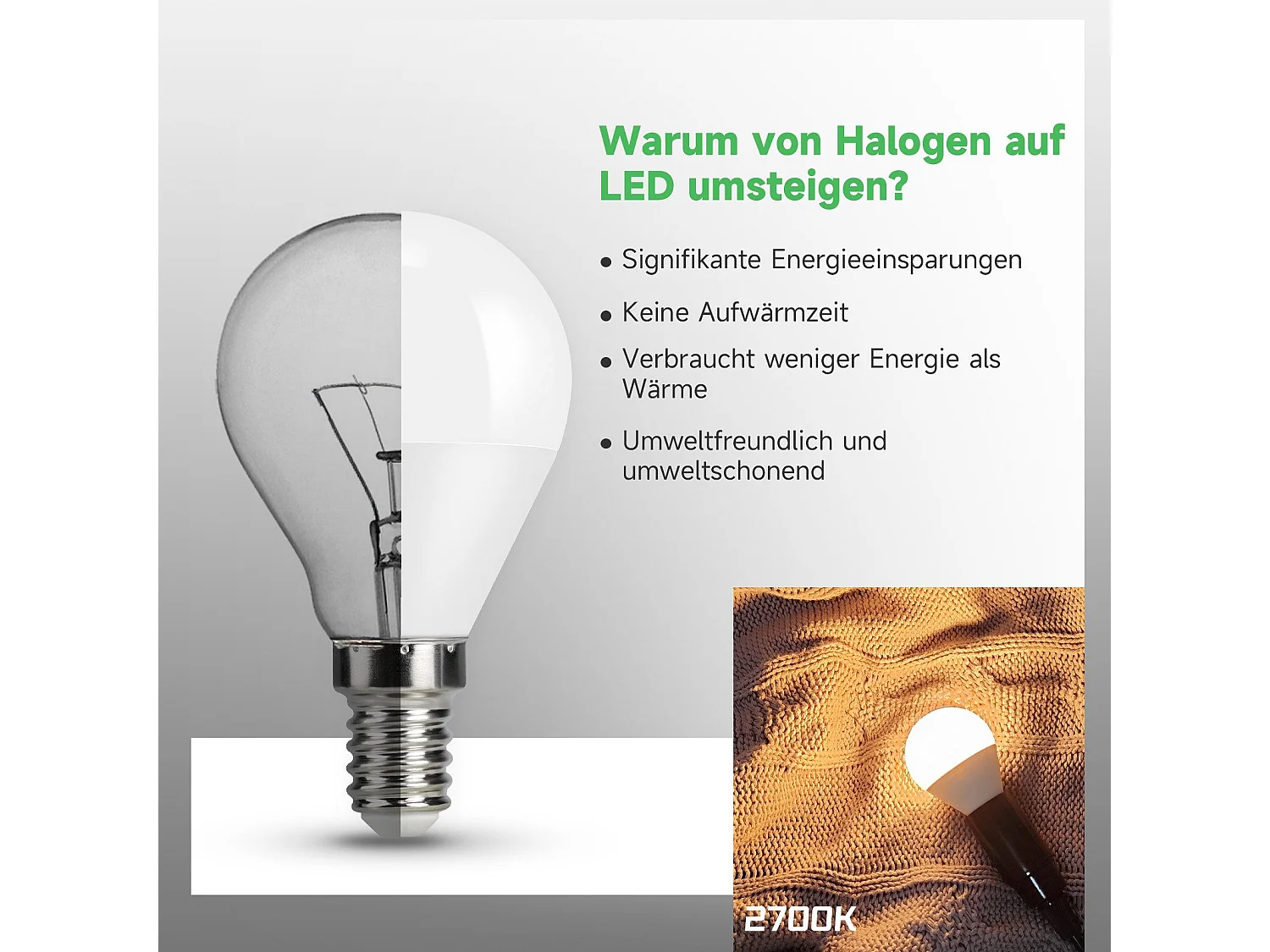 NETTLIFE Ampoule LED Ampoule LED 5W, angle de faisceau de 240°, lampe à économie d'énergie non dimmable E14, 6 pièces.