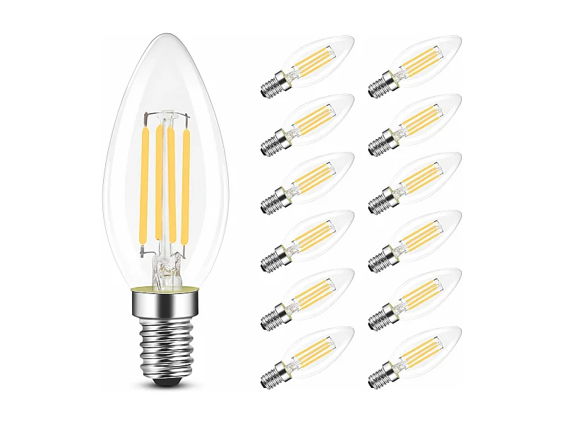 NETTLIFE E14 LED-Glühbirne, Energiesparlampe, 12 Stück, 4 W, 2700 K, warmweiße Glühbirne