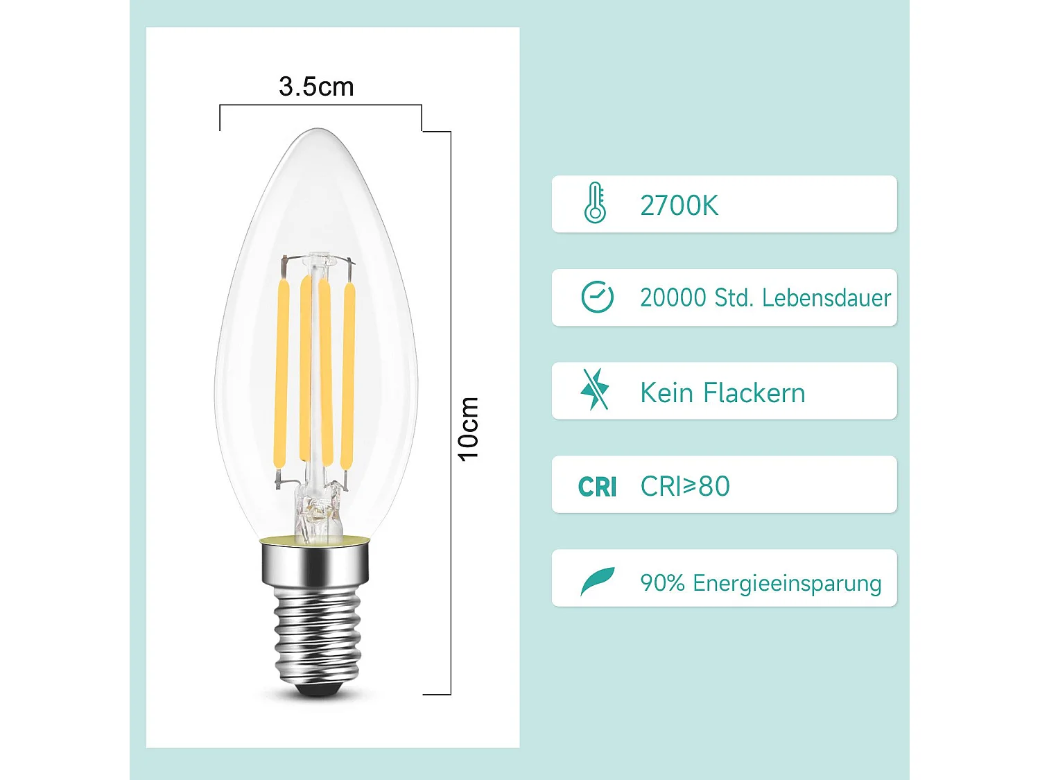 NETTLIFE Ampoule LED E14, lampe à économie d'énergie, 12 pièces, 4W 2700K, ampoule blanche chaude