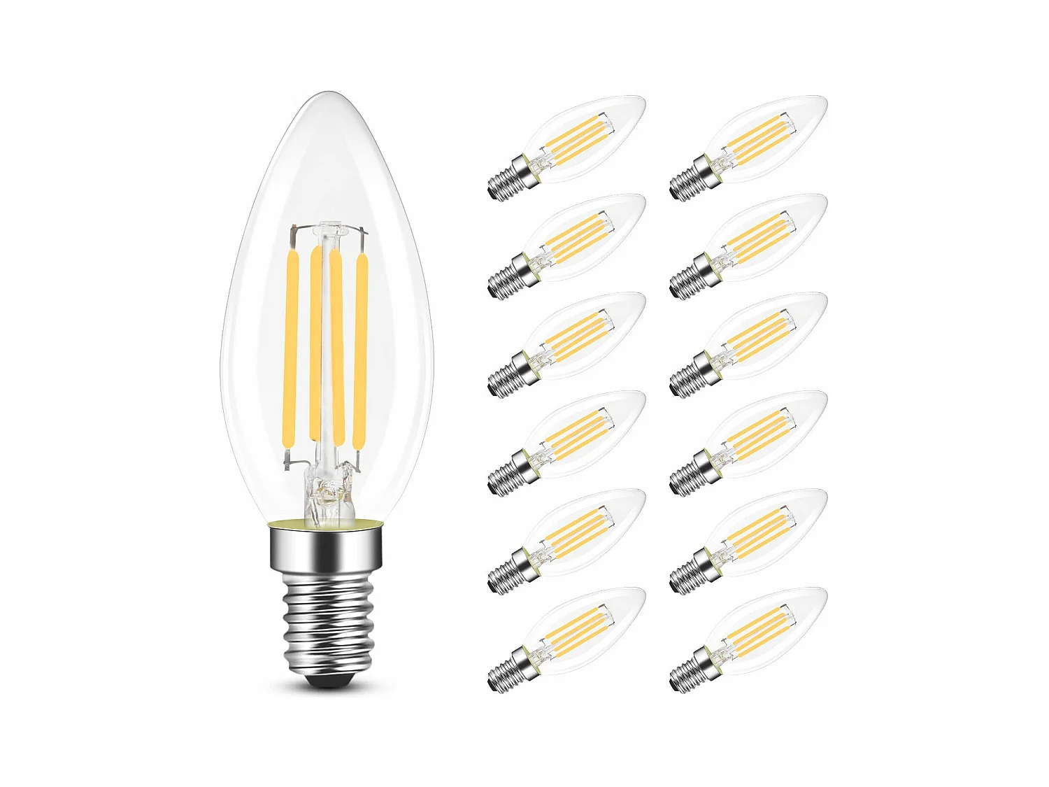NETTLIFE Ampoule LED E14, lampe à économie d'énergie, 12 pièces, 4W 2700K, ampoule blanche chaude
