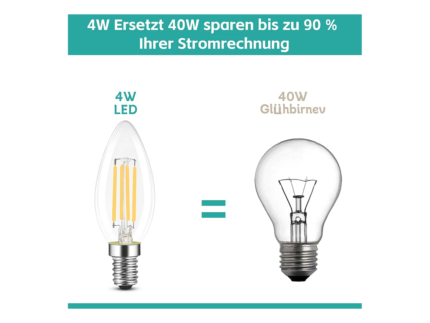 NETTLIFE E14 LED-lamp, energiebesparende lamp, 12 stuks, 4W 2700K, warmwitte lamp