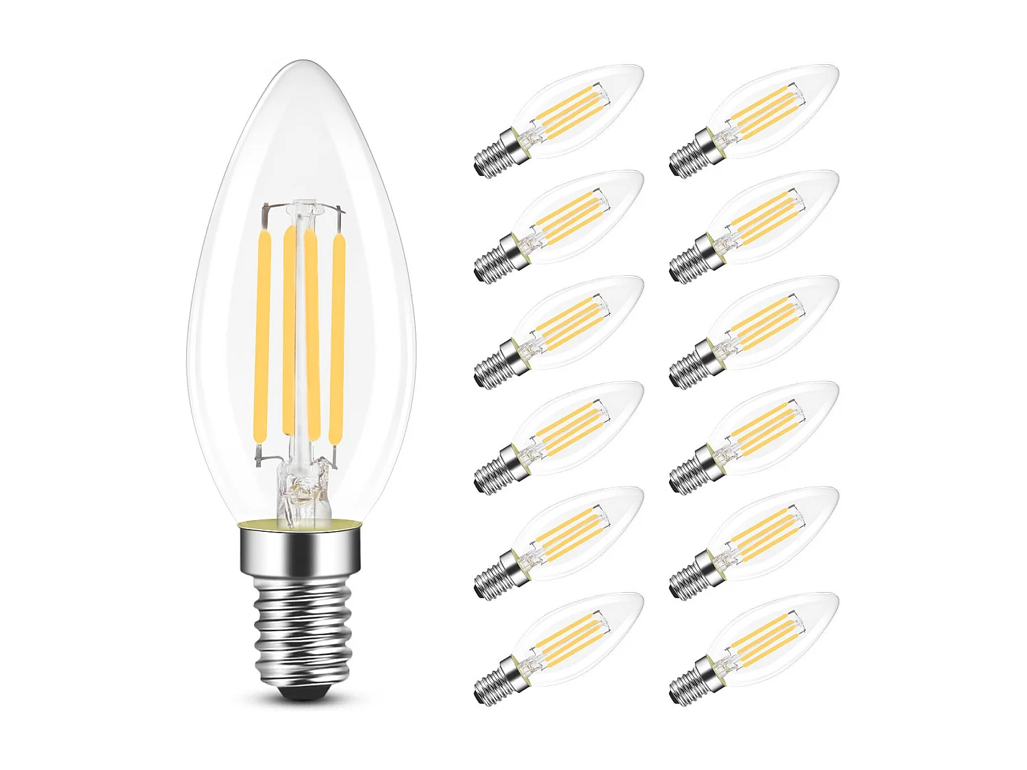 NETTLIFE E14 LED-lamp, energiebesparende lamp, 12 stuks, 4W 2700K, warmwitte lamp