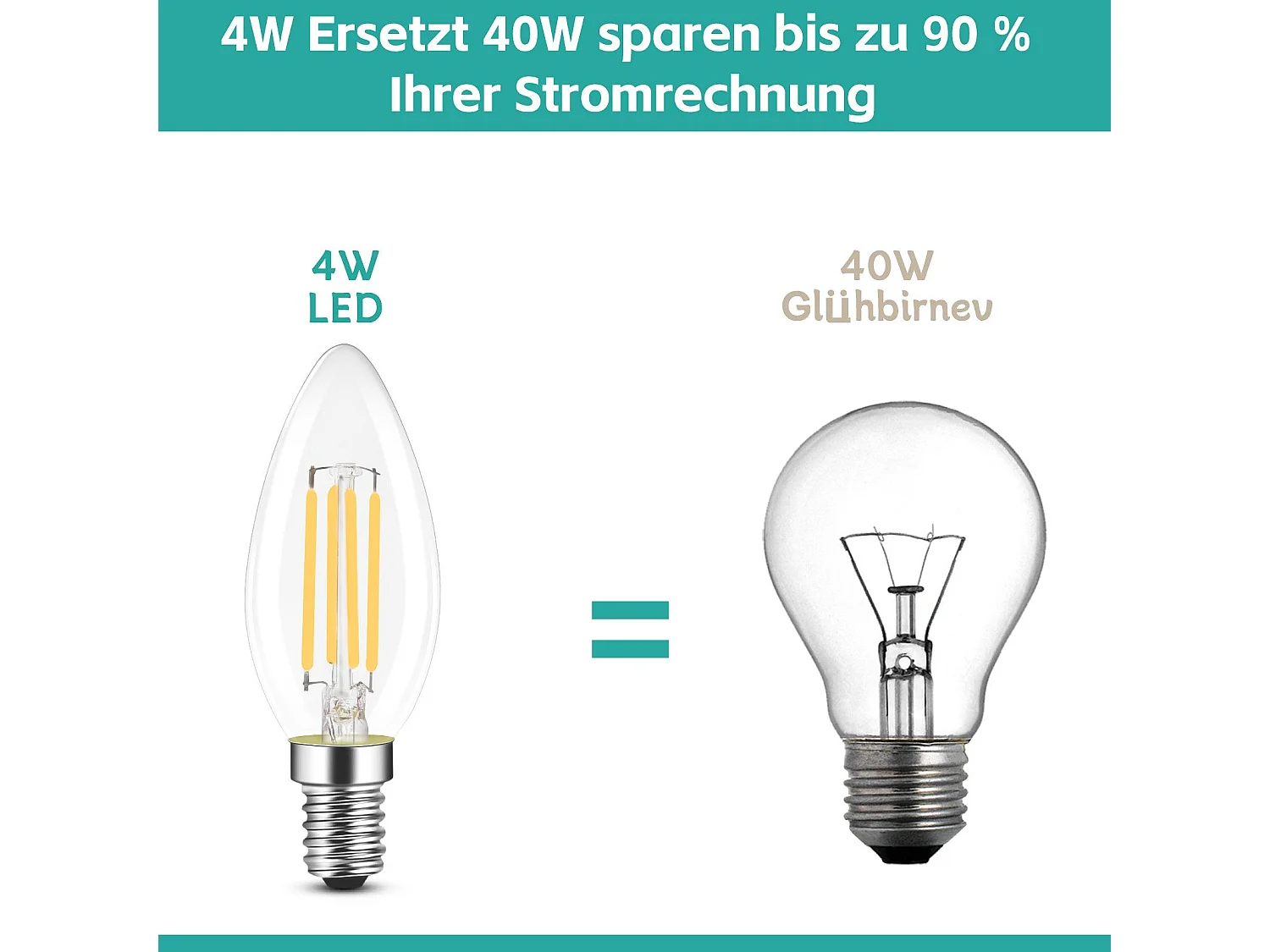 NETTLIFE E14 LED-lamp, energiebesparende lamp, 12 stuks, 4W 2700K, warmwitte lamp