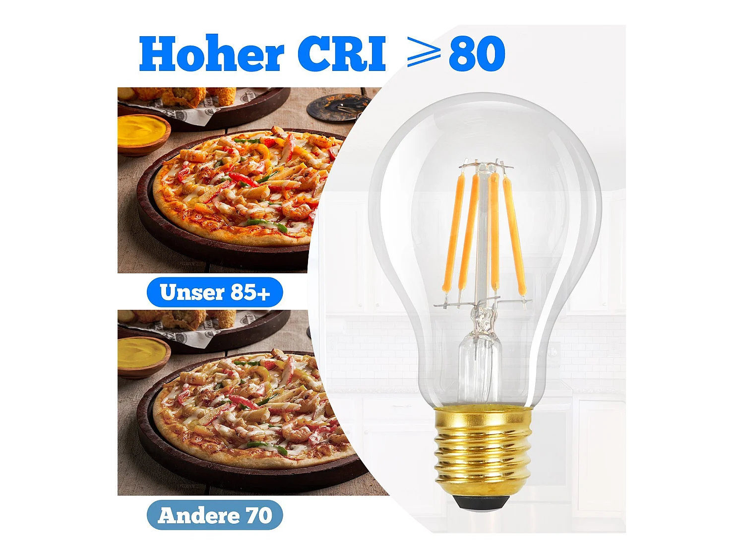 NETTLIFE LED-lampen 6 stuks E27-lamp 4W 2700K A60 Vintage Edison-lampen