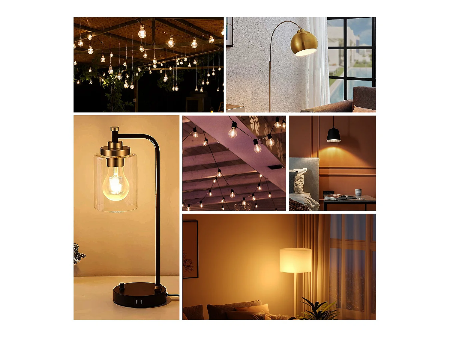 NETTLIFE LED-lampen 6 stuks E27-lamp 4W 2700K A60 Vintage Edison-lampen