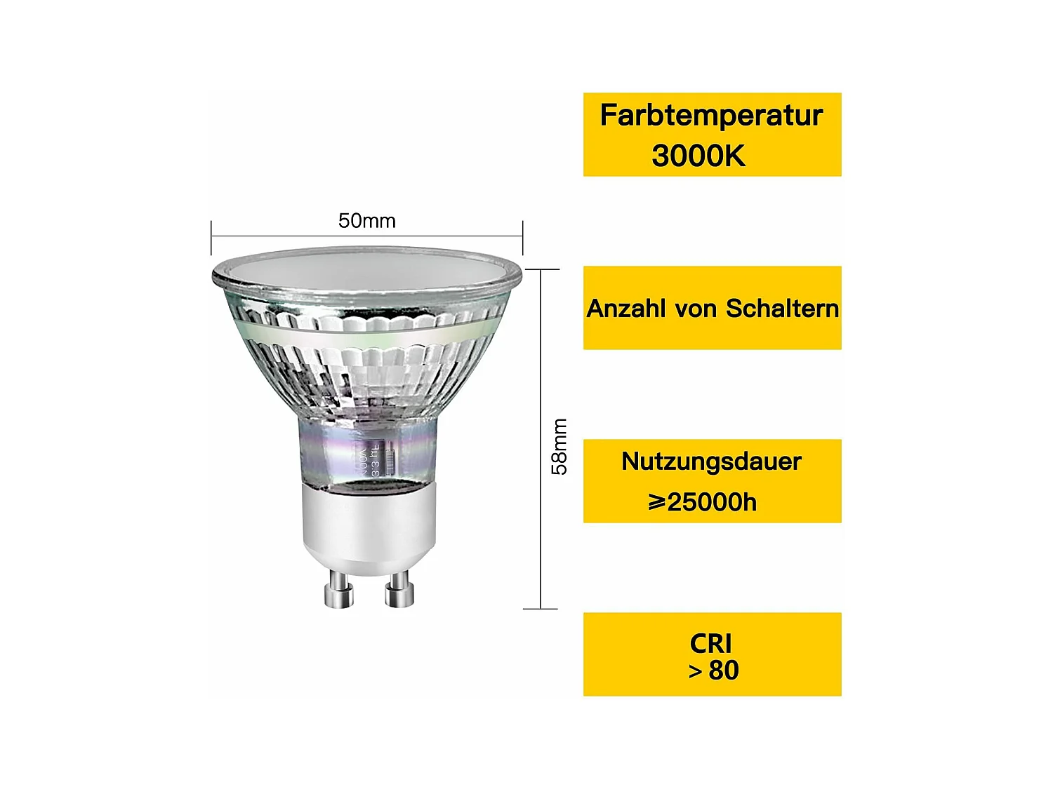 NETTLIFE GU10 LED Lampe Warmweiß 3W 30W, Energiesparlampe 3000K, Abstrahlwinkel 110°