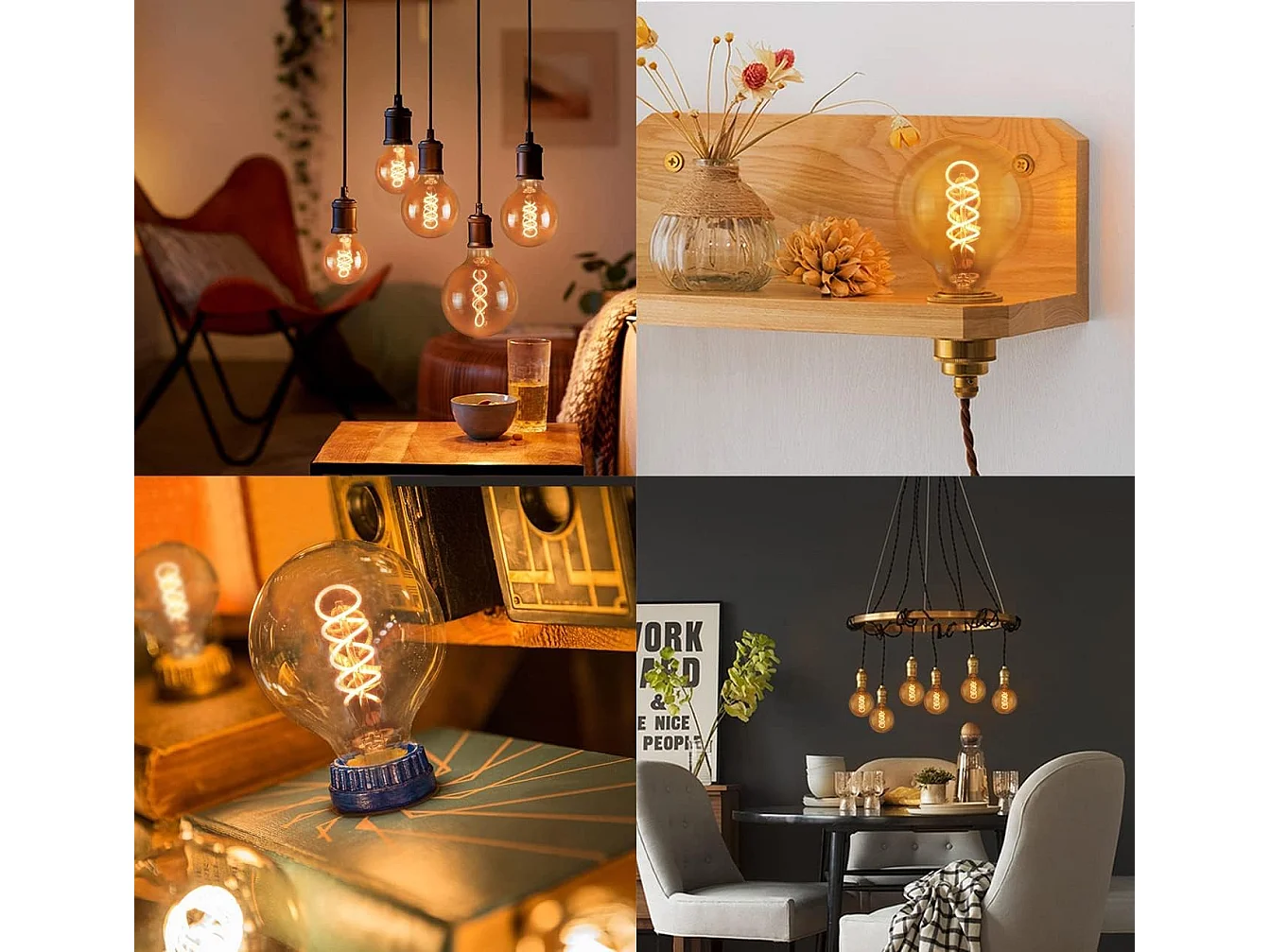 NETTLIFE LED Edison ampoule rétro boule ampoule 4W G80 lampes globe décoratives blanc chaud 2200K LED