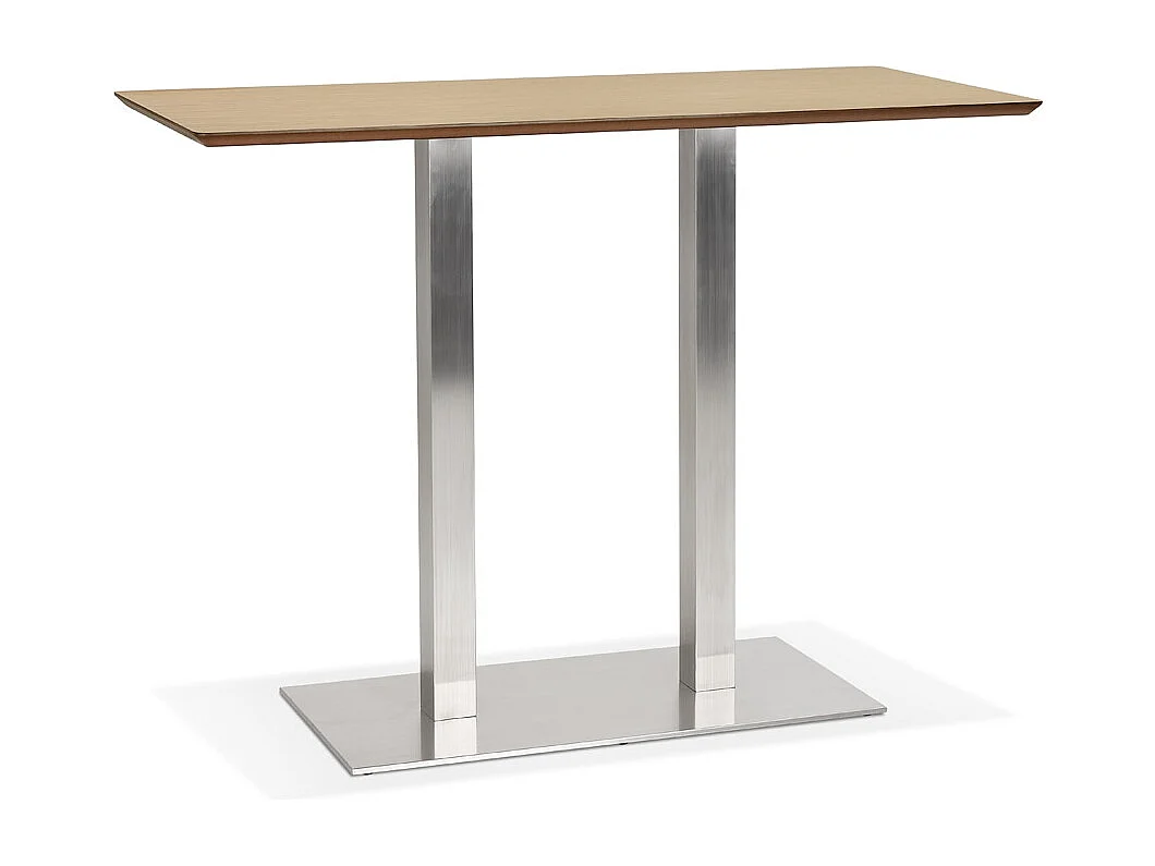 Table Haute Mange-Debout "Pansy" 150cm Naturel & Argent