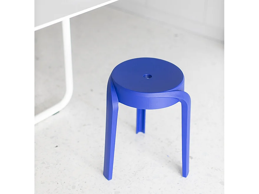 Tabouret Empilable Rond "Barton" 45cm Bleu Foncé