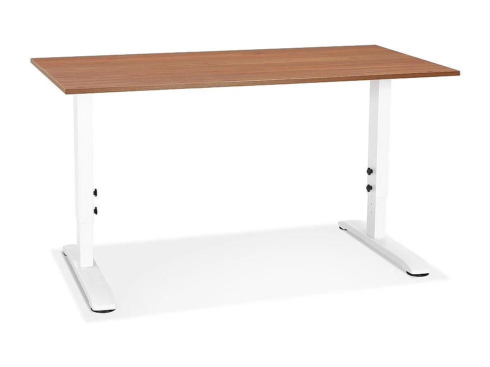 Bureau Hauteur Réglable "Mathew" 140cm Blanc & Noyer