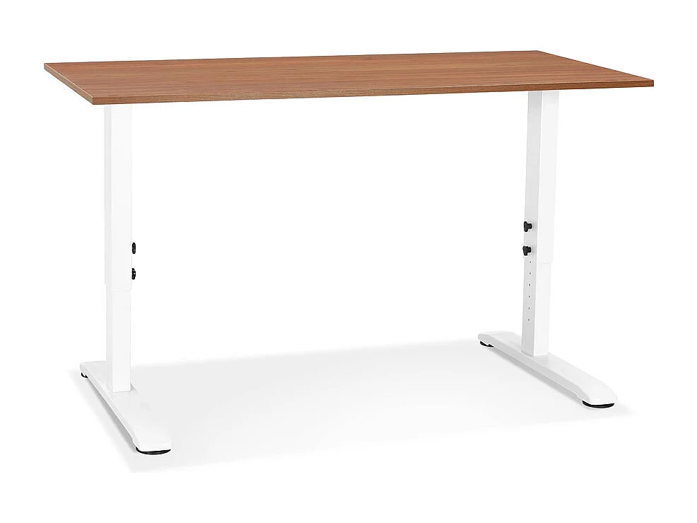 Bureau Hauteur Réglable "Mathew" 140cm Blanc & Noyer
