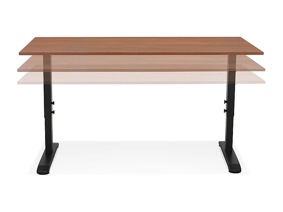 Bureau Hauteur Réglable "Mathew" 140cm Noir & Noyer