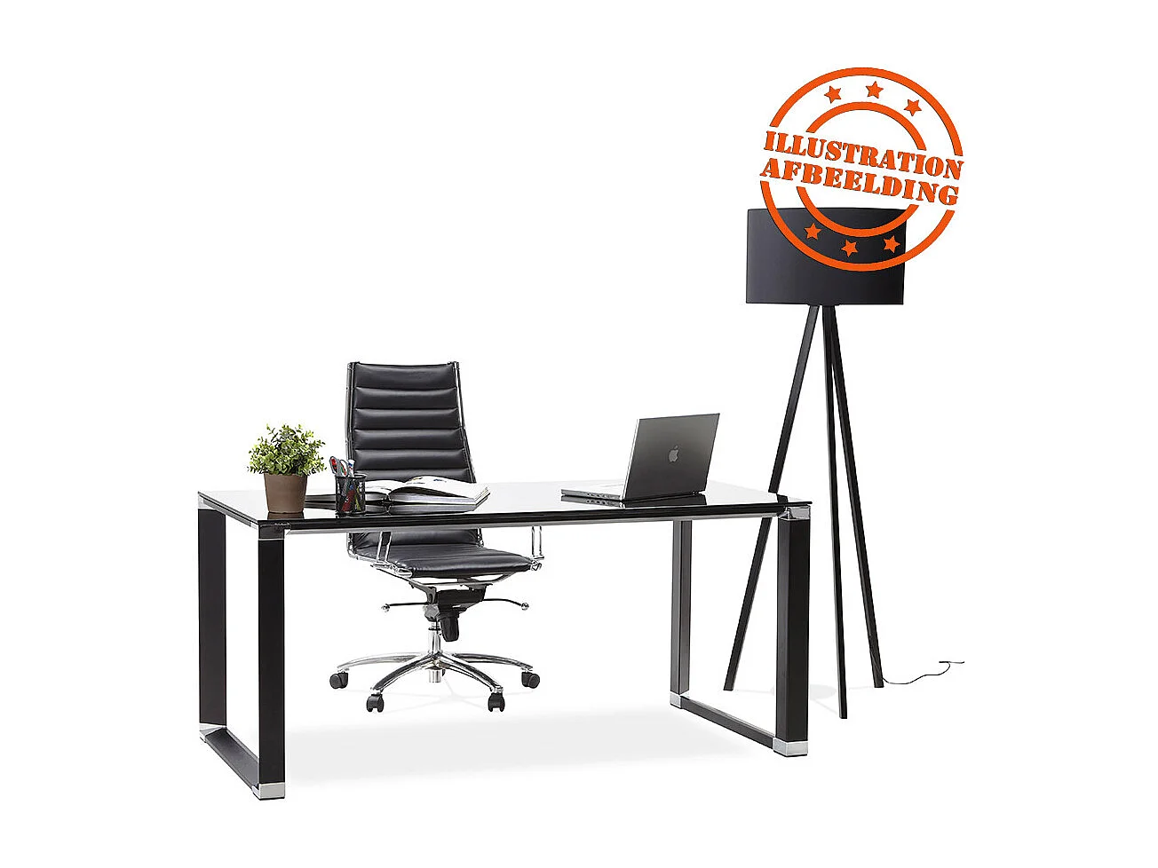 Designer-Chefbüro - XLINE - zwart - 160x80x73 cm