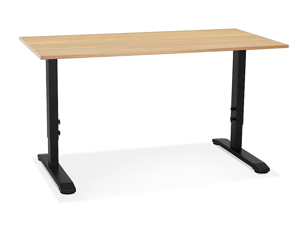 Bureau Hauteur Réglable "Mathew" 140cm Noir & Naturel