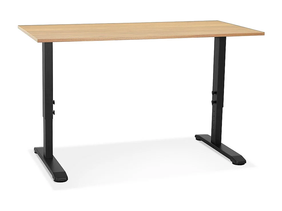 Bureau Hauteur Réglable "Mathew" 140cm Noir & Naturel