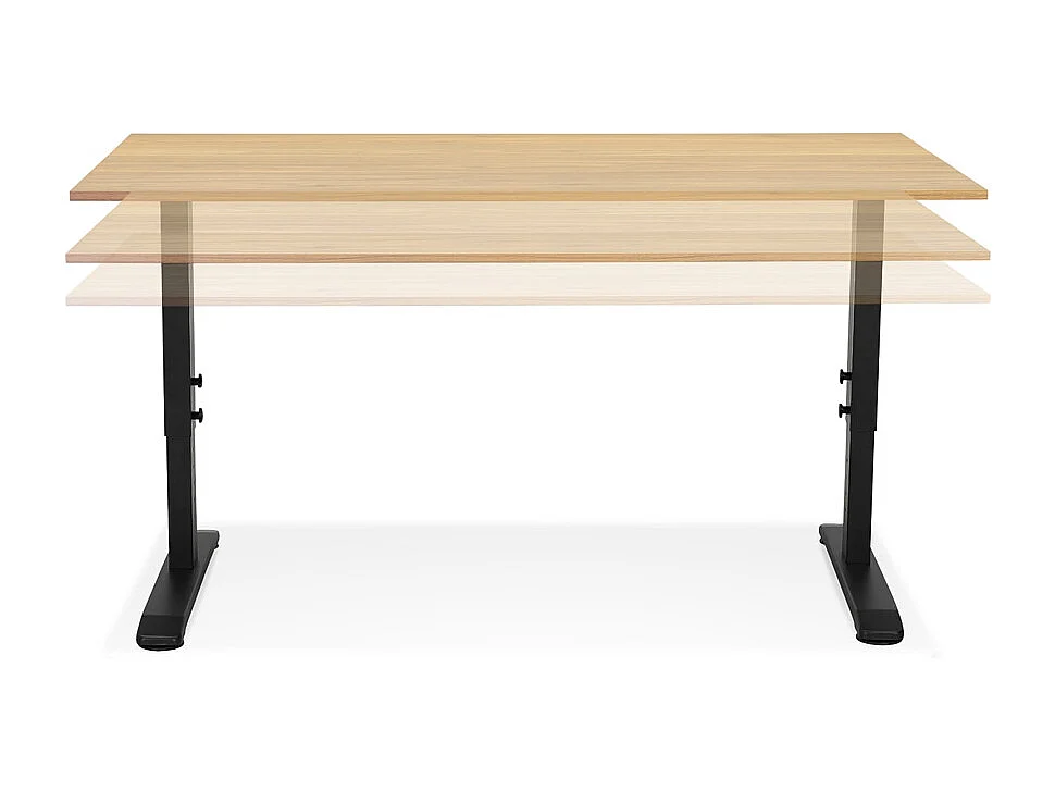 Bureau Hauteur Réglable "Mathew" 140cm Noir & Naturel