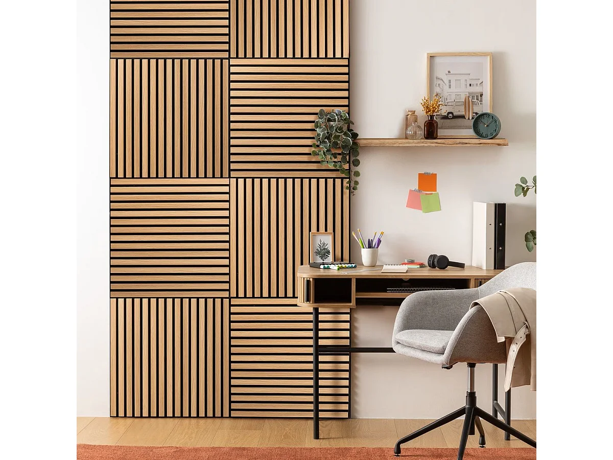 Panneau décoratif mural en Bois clair 60 x 60 cm