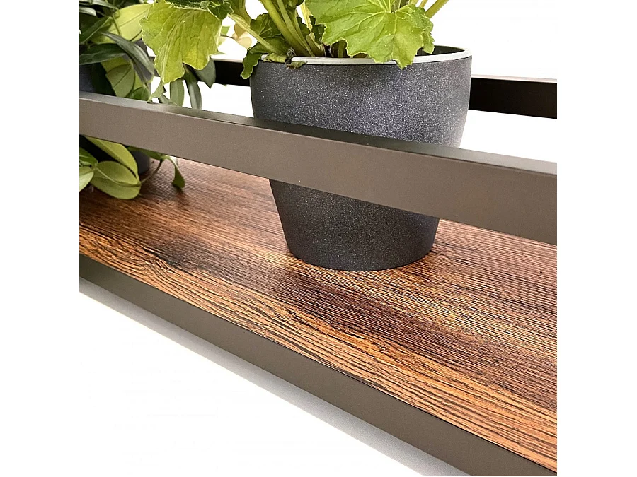 Etagère suspendue au plafond FLOWERS MARRON longueur 55 cm avec chaînes pour jardin vertical fleurs par Yelloo