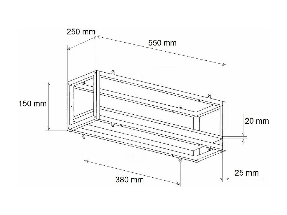 Etagère suspendue au plafond FLOWERS MARRON longueur 55 cm avec chaînes pour jardin vertical fleurs par Yelloo