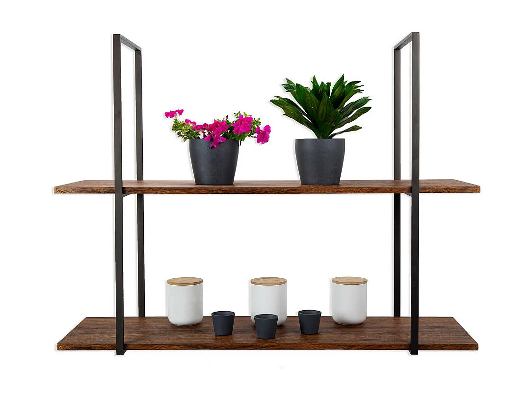 Etagère BAR SHELF 115 cm MARRON avec 2 étagères pour verres et bouteilles par Yelloo