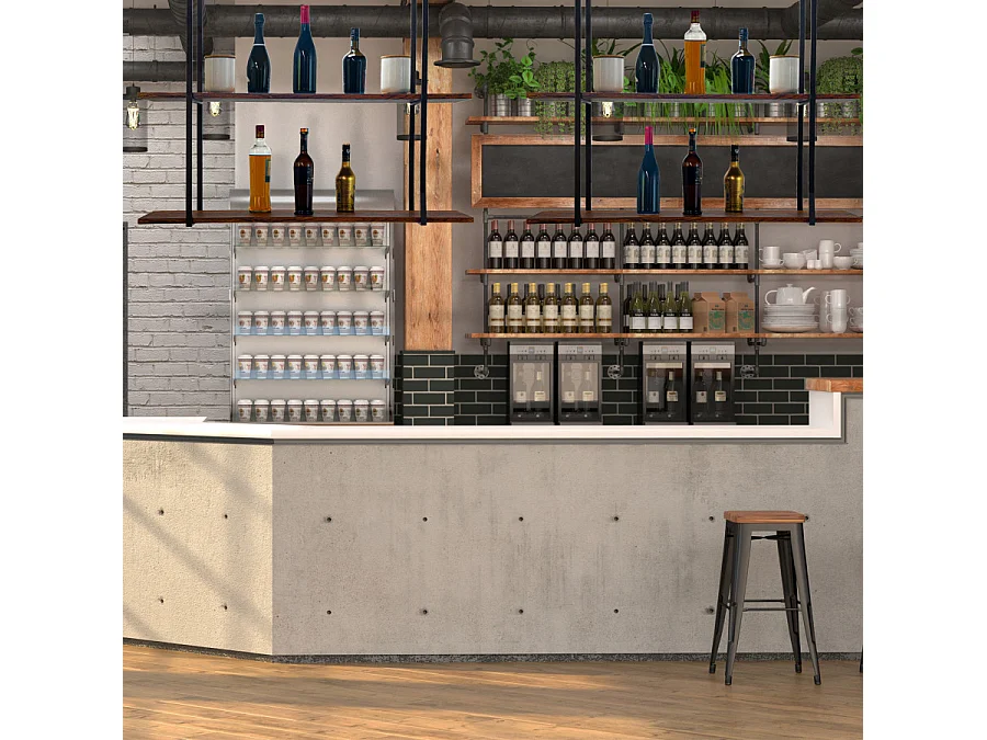 Etagère BAR SHELF 115 cm MARRON avec 2 étagères pour verres et bouteilles par Yelloo