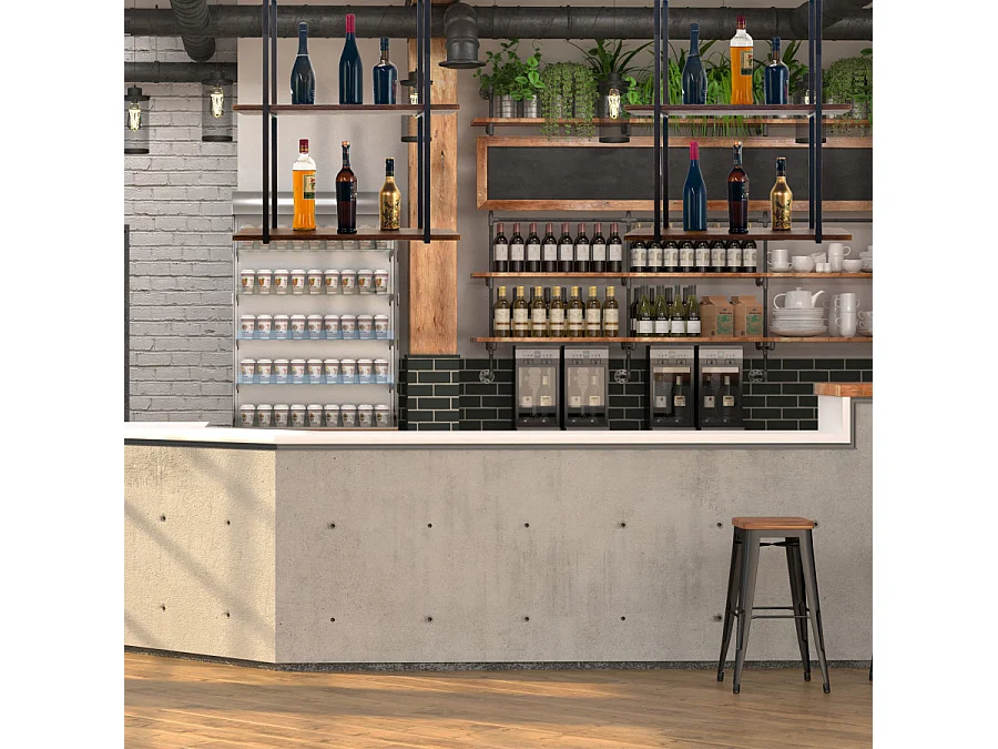 Etagère BAR SHELF 75 cm MARRON avec 2 étagères pour verres et bouteilles par Yelloo