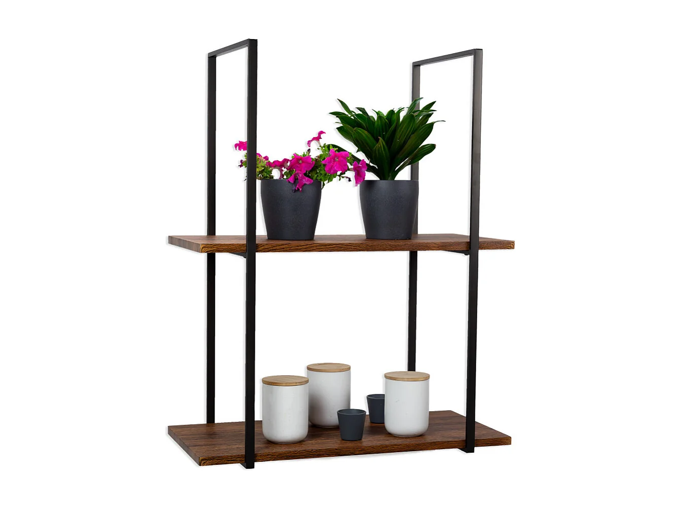 Etagère BAR SHELF 75 cm MARRON avec 2 étagères pour verres et bouteilles par Yelloo