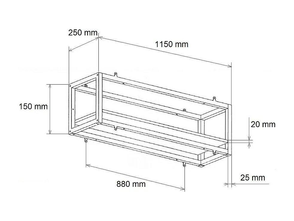 Etagère suspendue au plafond FLOWERS MARRON longueur 115 cm avec chaînes pour jardin vertical fleurs par Yelloo