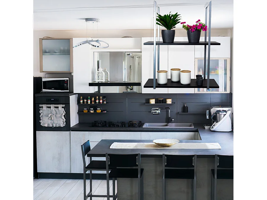 Etagère BAR SHELF 75 cm GRIS NOIR avec 2 étagères pour verres et bouteilles par Yelloo