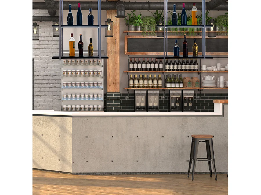 Etagère BAR SHELF 75 cm GRIS NOIR avec 2 étagères pour verres et bouteilles par Yelloo